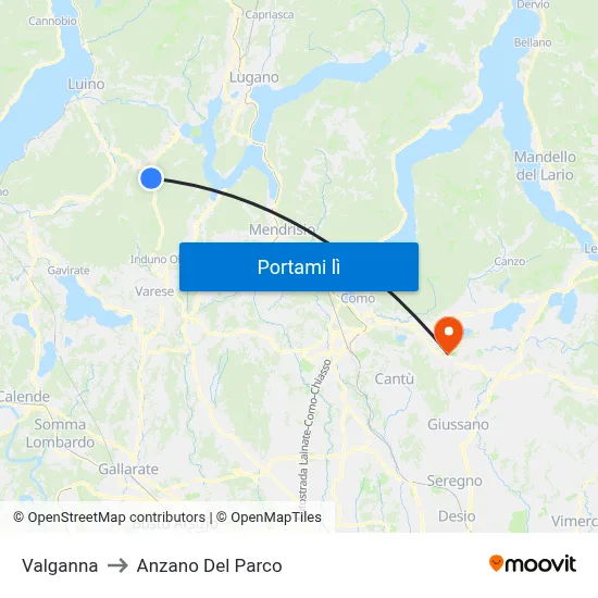 Valganna to Anzano Del Parco map