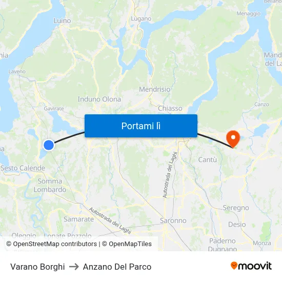Varano Borghi to Anzano Del Parco map