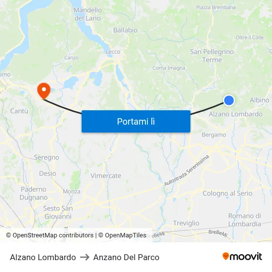 Alzano Lombardo to Anzano Del Parco map