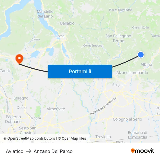 Aviatico to Anzano Del Parco map