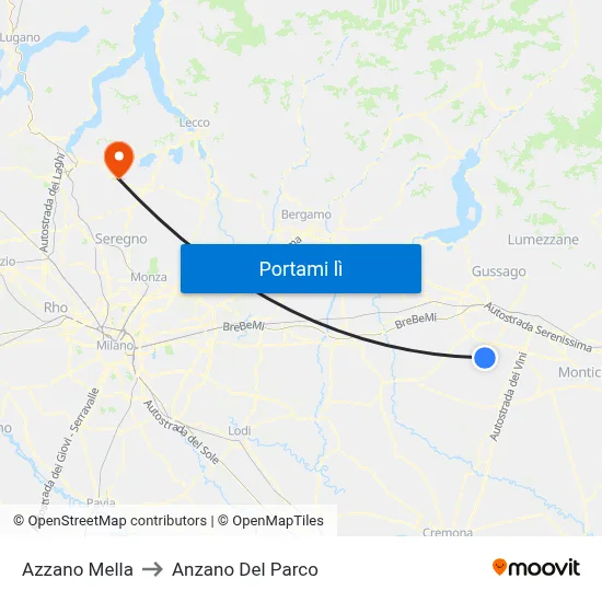 Azzano Mella to Anzano Del Parco map