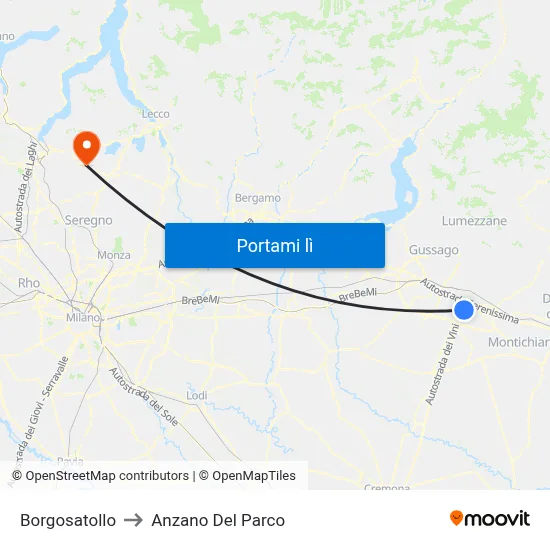 Borgosatollo to Anzano Del Parco map