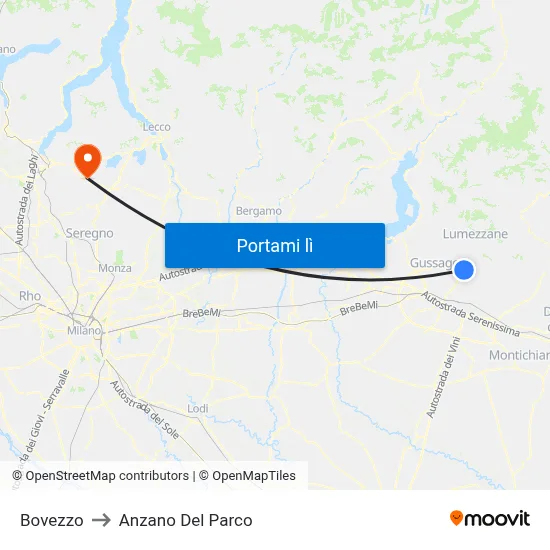 Bovezzo to Anzano Del Parco map