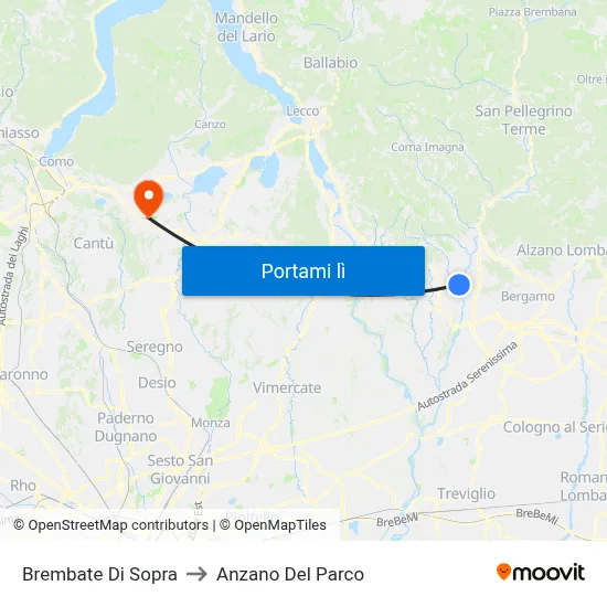 Brembate Di Sopra to Anzano Del Parco map
