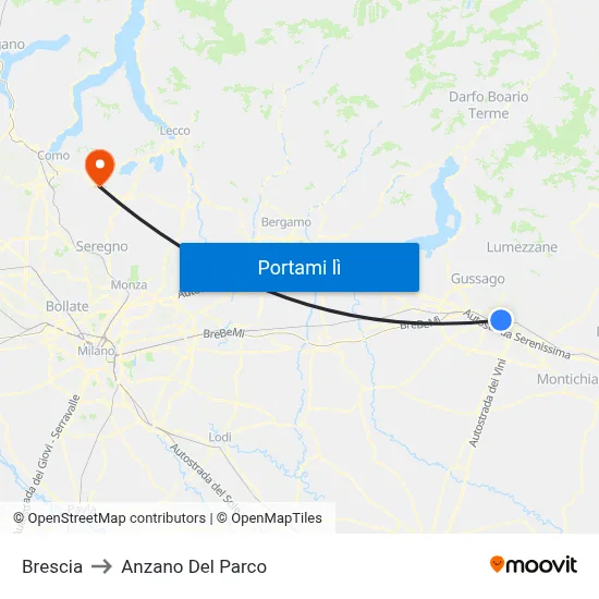 Brescia to Anzano Del Parco map