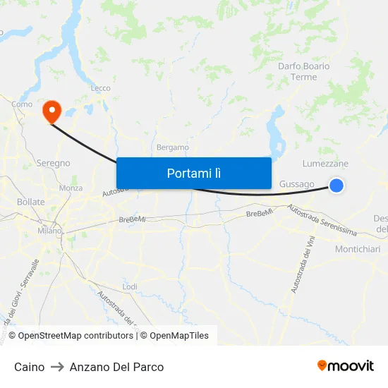 Caino to Anzano Del Parco map