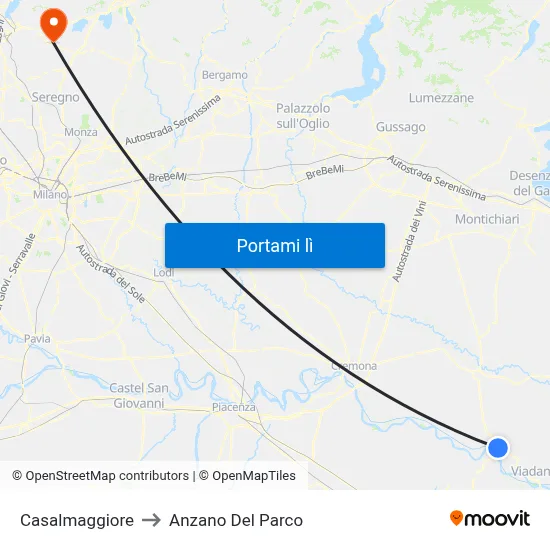 Casalmaggiore to Anzano Del Parco map