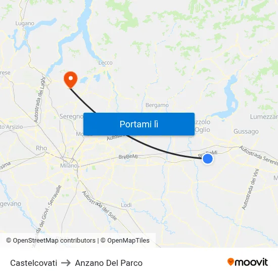 Castelcovati to Anzano Del Parco map