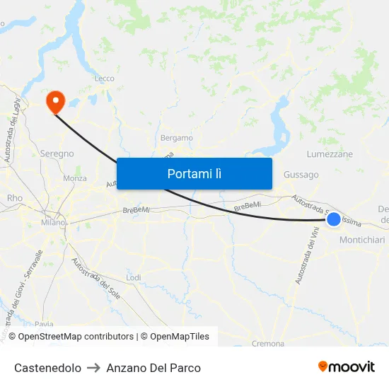 Castenedolo to Anzano Del Parco map