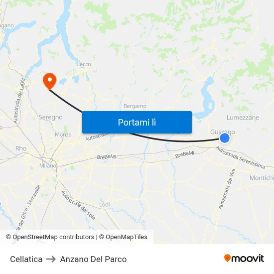 Cellatica to Anzano Del Parco map