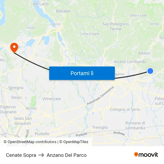 Cenate Sopra to Anzano Del Parco map