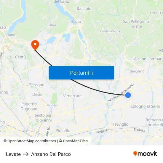 Levate to Anzano Del Parco map