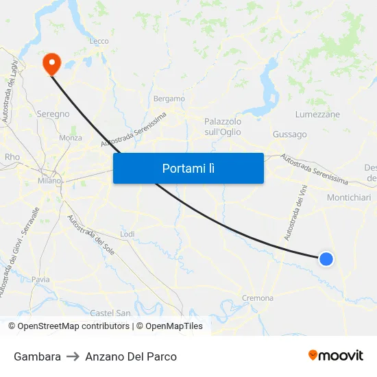 Gambara to Anzano Del Parco map