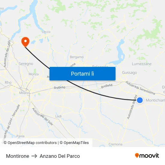 Montirone to Anzano Del Parco map
