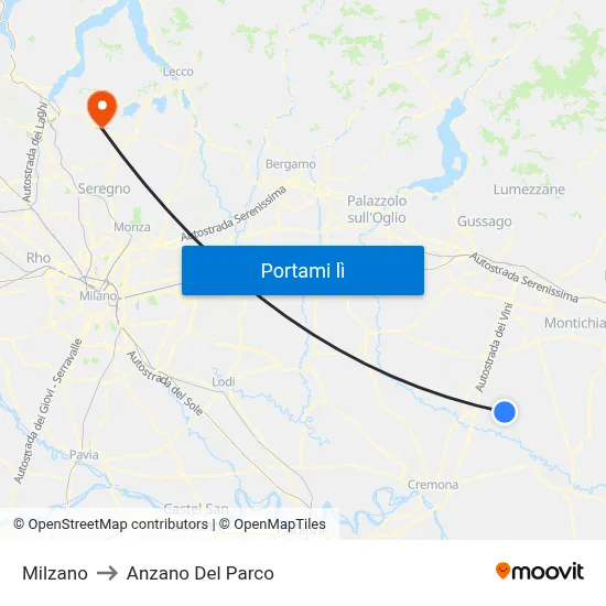 Milzano to Anzano Del Parco map