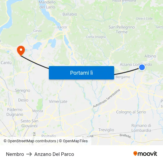 Nembro to Anzano Del Parco map