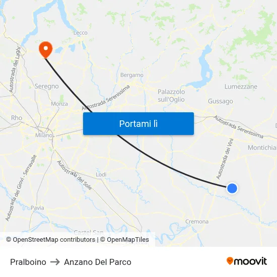 Pralboino to Anzano Del Parco map
