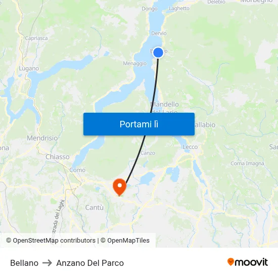 Bellano to Anzano Del Parco map