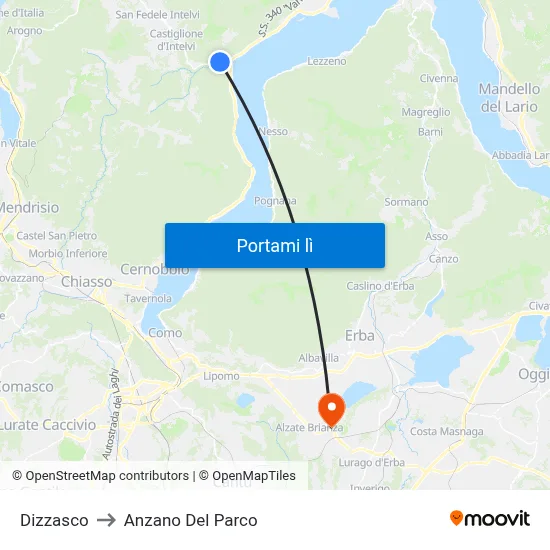 Dizzasco to Anzano Del Parco map