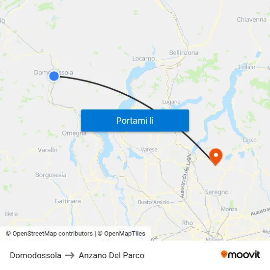 Domodossola to Anzano Del Parco map