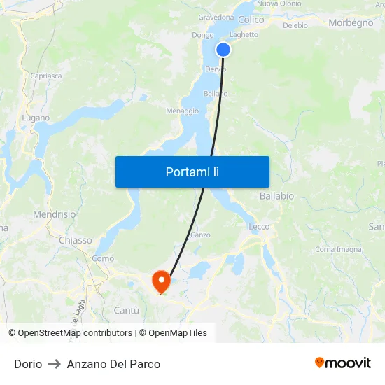 Dorio to Anzano Del Parco map