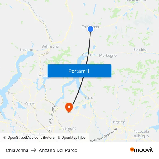 Chiavenna to Anzano Del Parco map