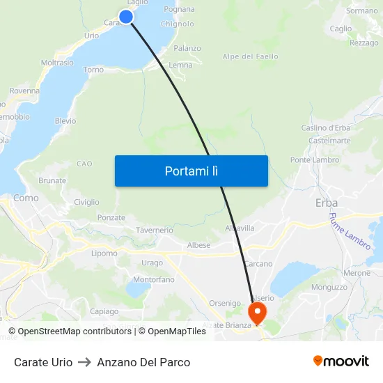 Carate Urio to Anzano Del Parco map