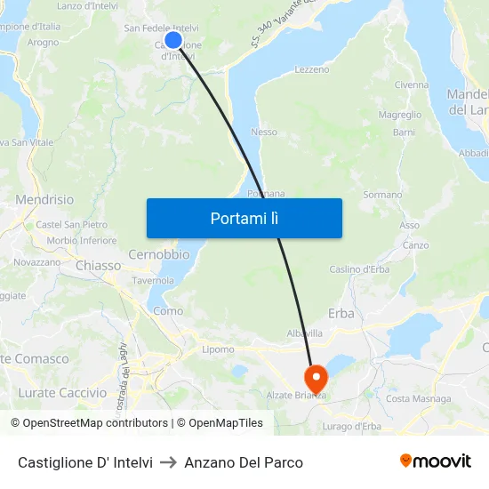 Castiglione D' Intelvi to Anzano Del Parco map