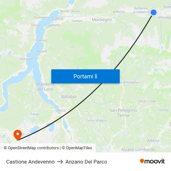 Castione Andevenno to Anzano Del Parco map