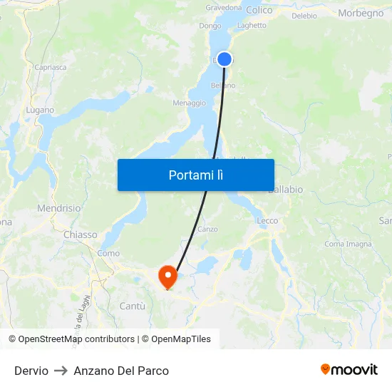 Dervio to Anzano Del Parco map