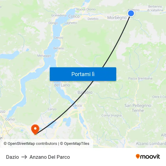 Dazio to Anzano Del Parco map