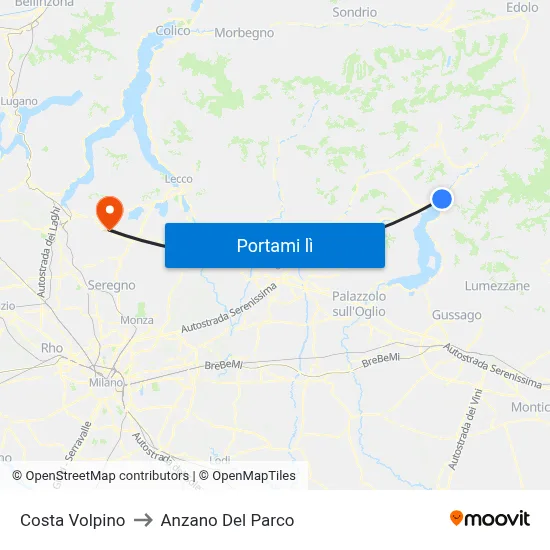 Costa Volpino to Anzano Del Parco map