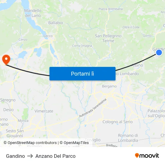 Gandino to Anzano Del Parco map