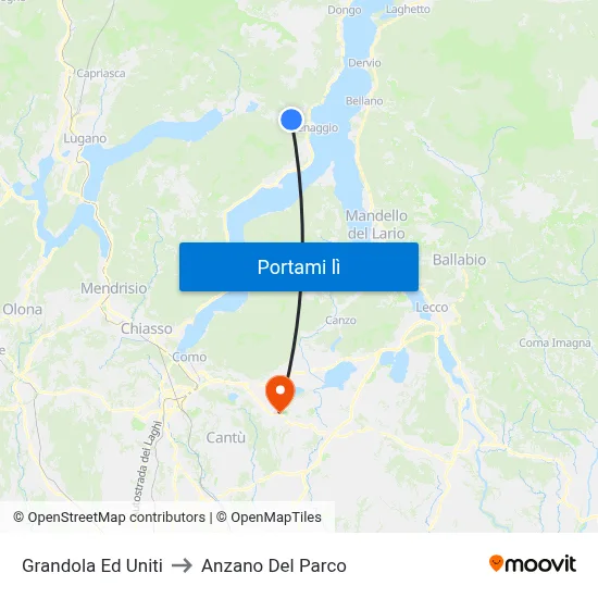 Grandola Ed Uniti to Anzano Del Parco map