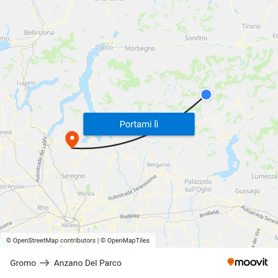 Gromo to Anzano Del Parco map