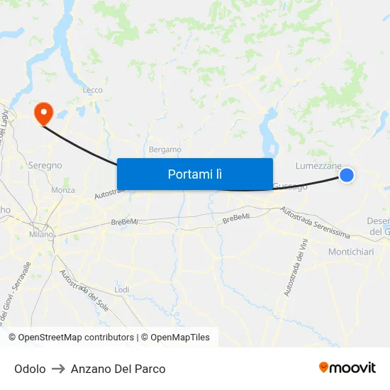 Odolo to Anzano Del Parco map