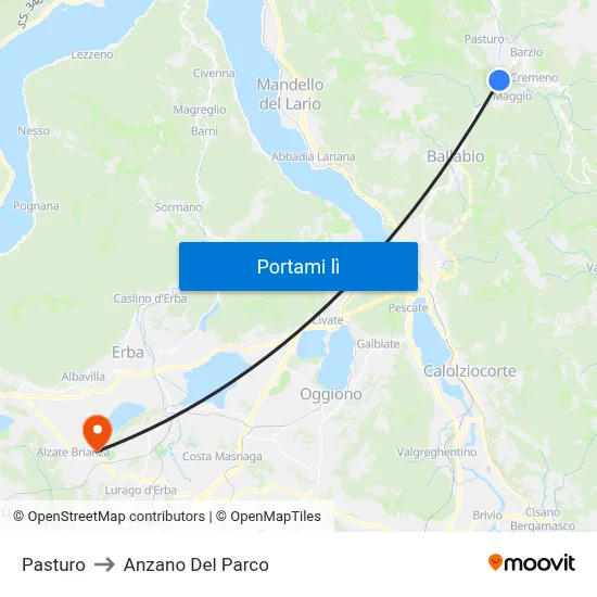 Pasturo to Anzano Del Parco map