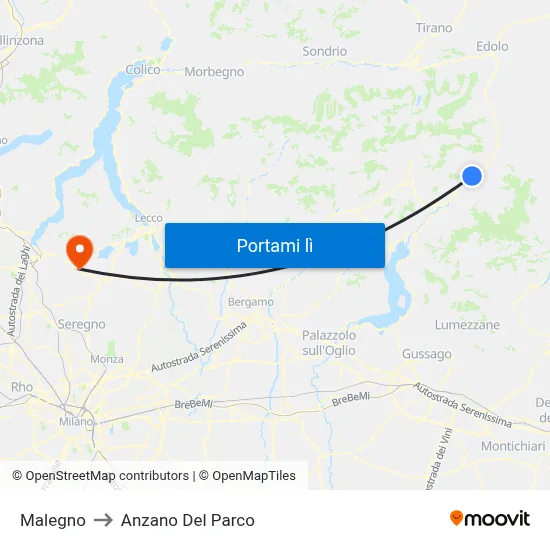 Malegno to Anzano Del Parco map
