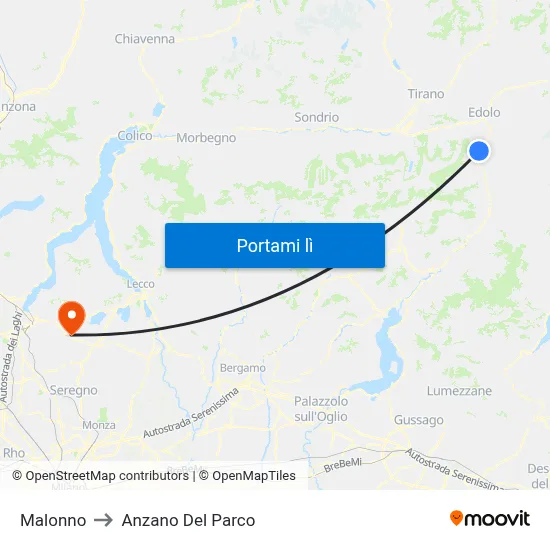 Malonno to Anzano Del Parco map