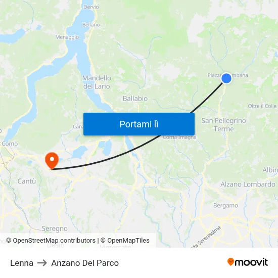 Lenna to Anzano Del Parco map
