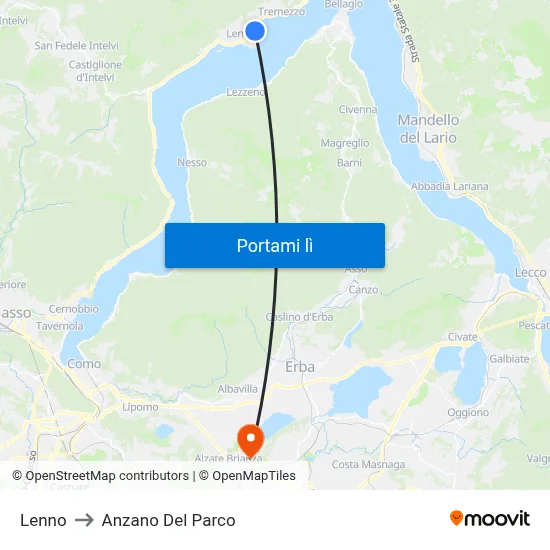 Lenno to Anzano Del Parco map
