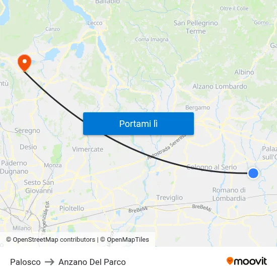 Palosco to Anzano Del Parco map