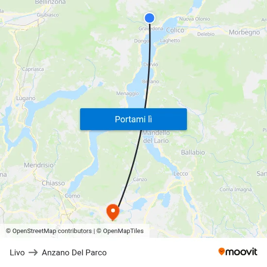 Livo to Anzano Del Parco map