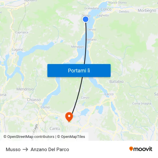 Musso to Anzano Del Parco map