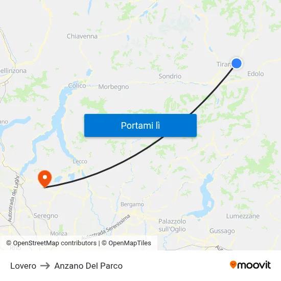 Lovero to Anzano Del Parco map