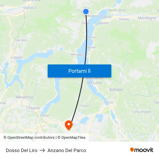 Dosso Del Liro to Anzano Del Parco map