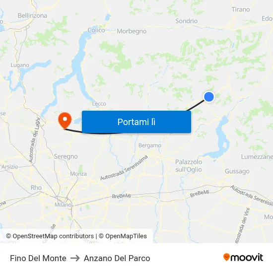 Fino Del Monte to Anzano Del Parco map