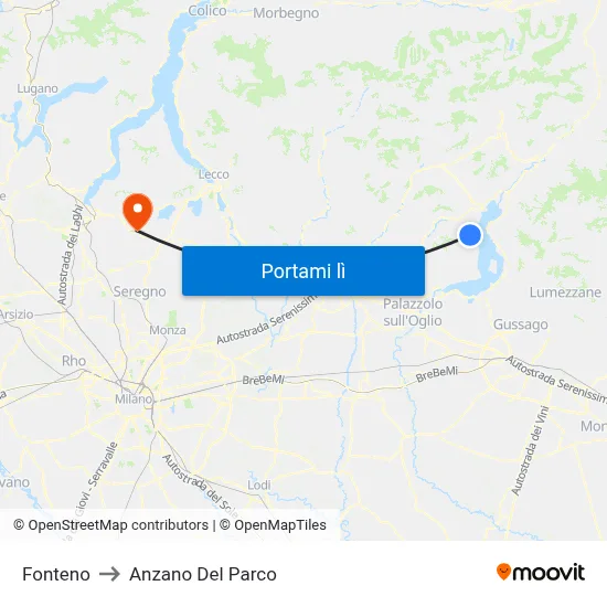 Fonteno to Anzano Del Parco map