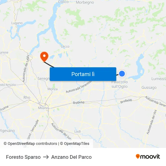 Foresto Sparso to Anzano Del Parco map