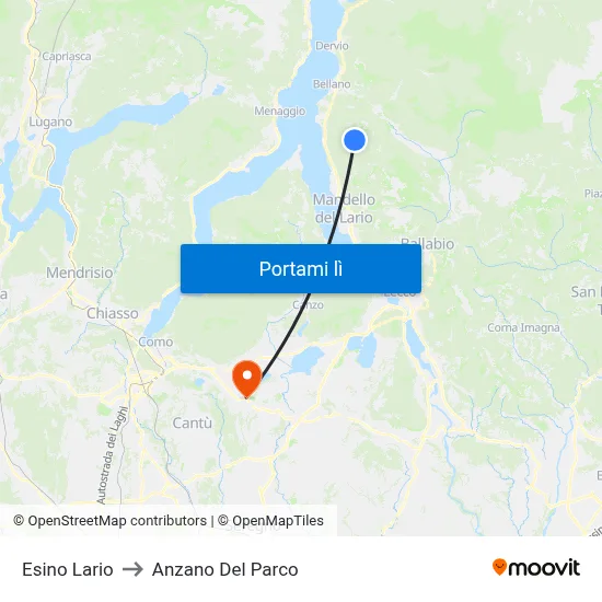 Esino Lario to Anzano Del Parco map